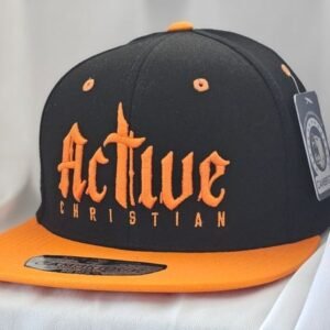 Orange & Black "Active Christian" hat (original design)