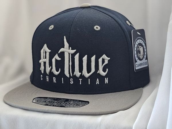 Navy Blue & Gray "Active Christian" hat (original design)